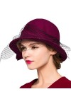 Maitose™ Fedoras Vintage Laine Femmes se sentaient Veil Red Hat
