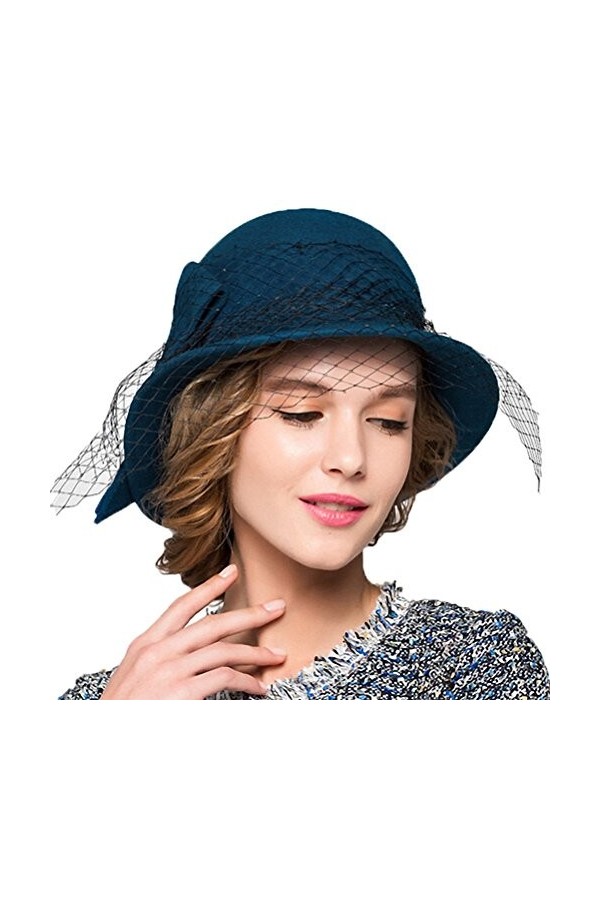 Maitose™ Fedoras Vintage Laine Femmes se sentaient Veil Red Hat