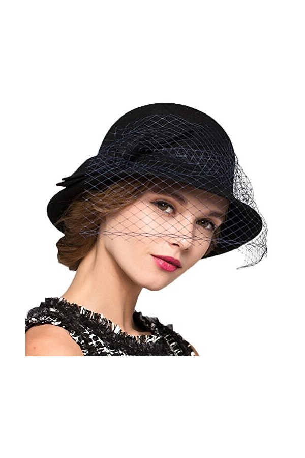 Maitose™ Fedoras Vintage Laine Femmes se sentaient Veil Red Hat