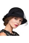Maitose™ Fedoras Vintage Laine Femmes se sentaient Veil Red Hat