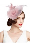 Z&X Sinamay Bibi et chapeaux avec serre-tête en maille avec fleur et plumes pour mariage Royal Ascot Chapeau, 01 Nude Rose, t