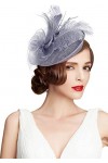 Z&X Sinamay Bibi et chapeaux avec serre-tête en maille avec fleur et plumes pour mariage Royal Ascot Chapeau, 01 Nude Rose, t