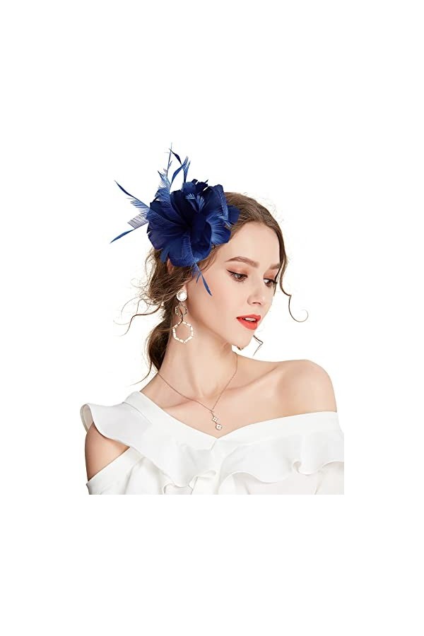 Z&X Sinamay Bibi et chapeaux avec serre-tête en maille avec fleur et plumes pour mariage Royal Ascot Chapeau, 01 Nude Rose, t