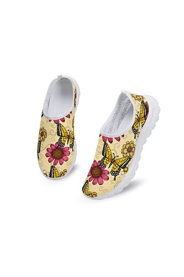Kuiaobaty Chaussures de course à pied pour femme, motif animaux, crânes, papillons, confortables pour infirmières et filles, 