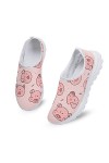 Kuiaobaty Chaussures de marche pour femme, cochon à motif floral, baskets légères à enfiler pour le travail, chaussures décon