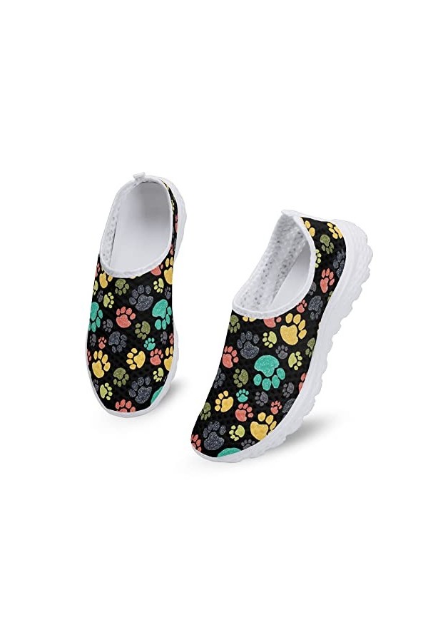 Kuiaobaty Chaussures de marche pour femme, cochon à motif floral, baskets légères à enfiler pour le travail, chaussures décon