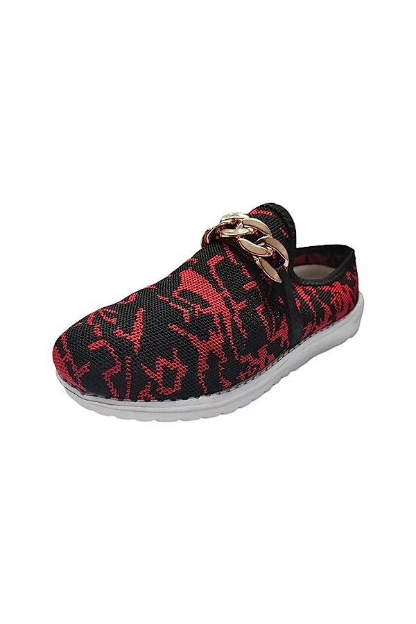 NJGRAE Basket Femme Confort Chaussures de Femmes sans Lacet Semelle Souple Chaussures Confortables en Plein air léopard Impri