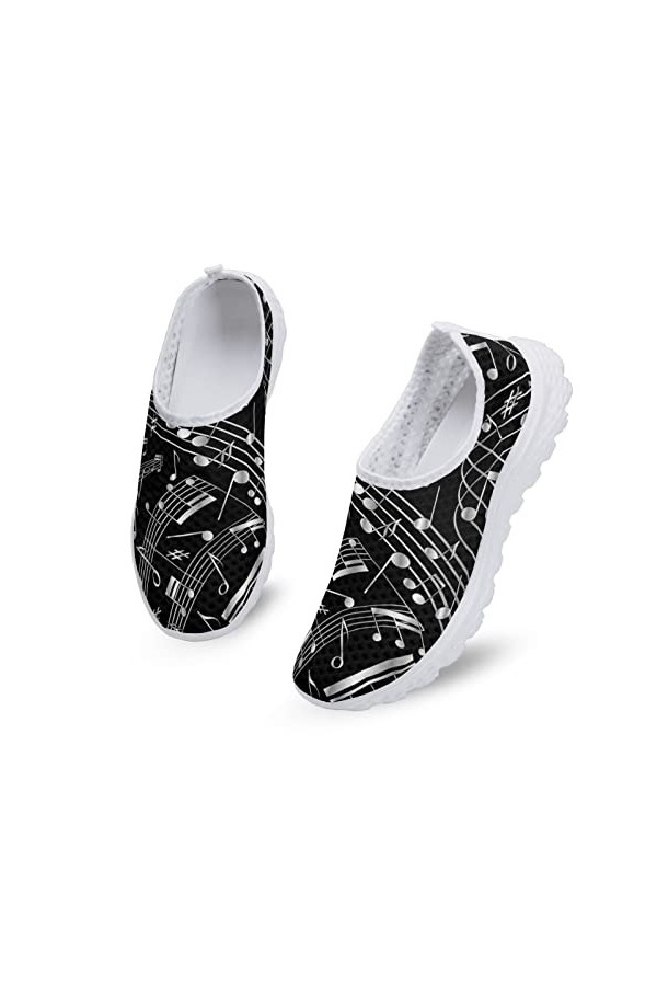 Kuiaobaty Chaussures de marche à enfiler pour femme - Motif tête de mort, papillon, chats - Baskets confortables et légères e