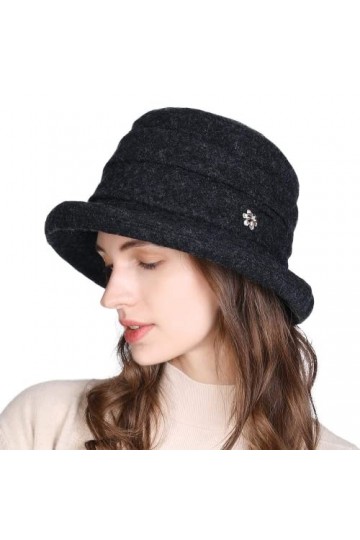 Comhats Chapeau dhiver en feutre rétro pour femme 100 % laine 1920s - Chapeau déglise classique - Chapeau Bowler - Chapeau 