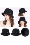 Comhats Chapeau dhiver en feutre rétro pour femme 100 % laine 1920s - Chapeau déglise classique - Chapeau Bowler - Chapeau 