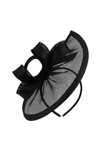 LALAFINA Chapeau bibi avec bandeau, chapeau derby, noir pour léglise, le thé, pour femme, couvre-chef, élégant, Noir , taill