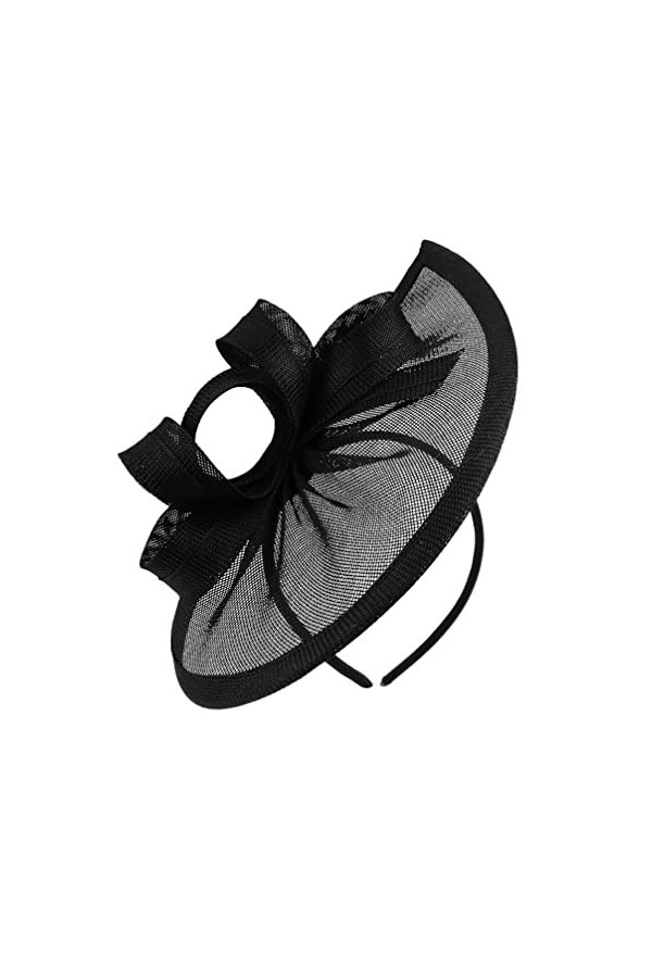 LALAFINA Chapeau bibi avec bandeau, chapeau derby, noir pour léglise, le thé, pour femme, couvre-chef, élégant, Noir , taill