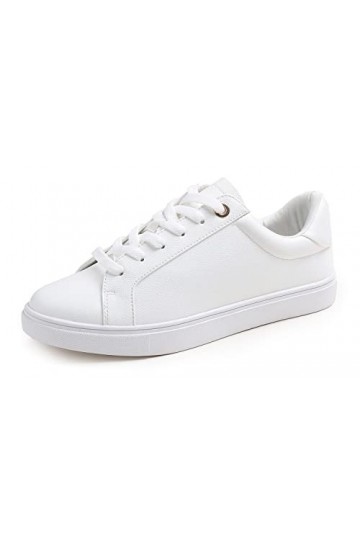 Feversole Womens Featured PU Leather Lace-Up Sneaker,Baskets à Lacets en Cuir PU pour Femme
