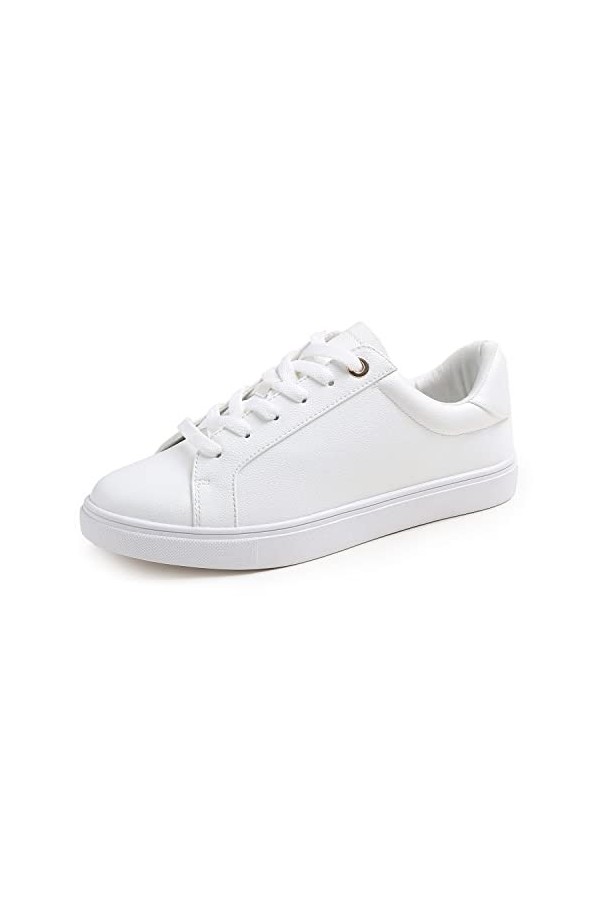 Feversole Womens Featured PU Leather Lace-Up Sneaker,Baskets à Lacets en Cuir PU pour Femme