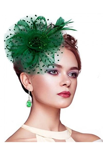 Silom Chapeau bibi pour femme, chapeau de cocktail, de thé, de fête, de mariage, déglise, Vert, 7.125