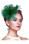 Silom Chapeau bibi pour femme, chapeau de cocktail, de thé, de fête, de mariage, déglise, Vert, 7.125