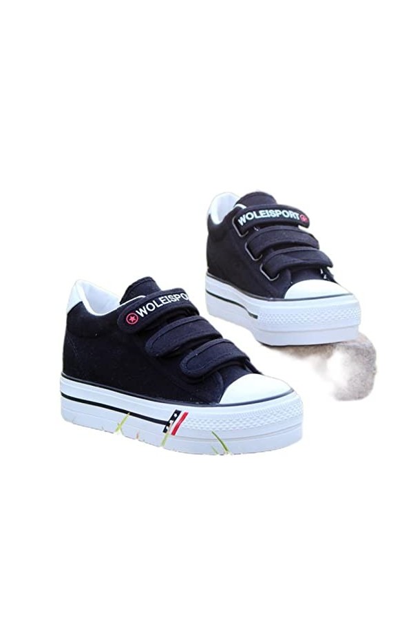 DSAI Baskets compensées en toile pour femmes, baskets compensées pour femmes, baskets décontractées, noir, 35 printemps 2022