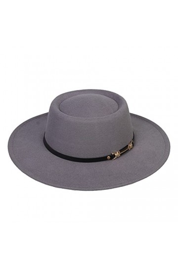 YiyiLai Unisexe Chapeau Melon Large Bord Fedora en Laine Capeline Mariage Sport Décor PU Ceinture Café