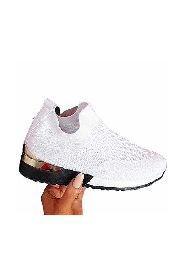 BBOOY Chaussures Plates à Enfiler élastiques élégantes pour Femmes, Baskets Respirantes supérieures en Maille de Mode, Chauss