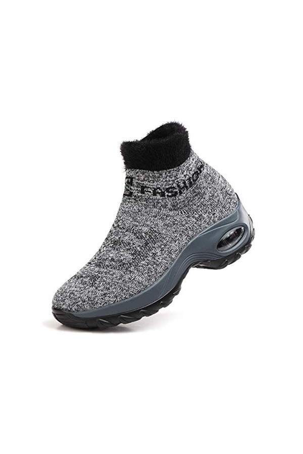 DEBAIJIA Chaussures Femme Hiver Chaude Suède Doublure Baskets Sneakers Outdoor Décontracté Randonnée 39 EU Bleu Taille Tag-3