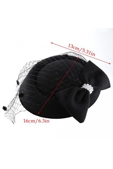 Dames Chapeau Fascinators Noir Moucheté Maille Chapeaux Casquette Années 1920 Vintage thé Chapeau Fête Cocktail Mariage Cheve