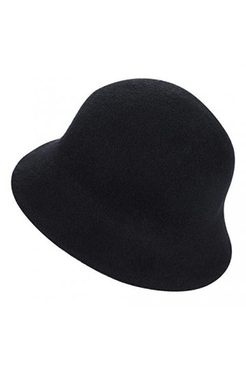 Chapeau cloche en feutre de laine pour femme - Chapeau melon élégant - Chapeau de pêcheur pliable - Chapeau vintage Derby - C