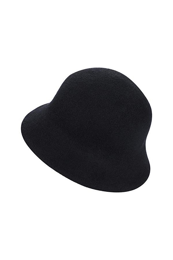 Chapeau cloche en feutre de laine pour femme - Chapeau melon élégant - Chapeau de pêcheur pliable - Chapeau vintage Derby - C