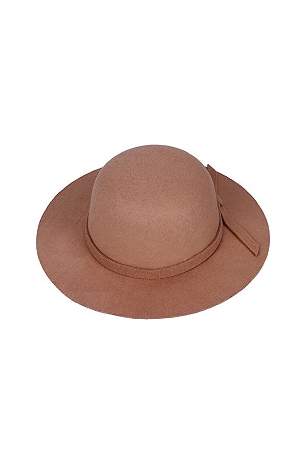 VPbao Capeline Large Bord en Laine Couleur Uni Chapeau de Soleil Plage Mariage Eglise Léopard Vert