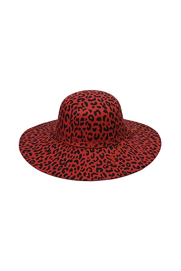 VPbao Capeline Large Bord en Laine Couleur Uni Chapeau de Soleil Plage Mariage Eglise Léopard Vert