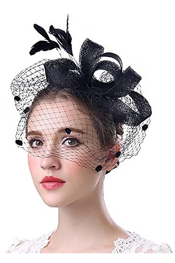 Fascinator Sinamay Plume Fascinators Chapeau pour Femmes Pilulier Chapeau Banquet Chapeaux Noir 