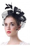 Fascinator Sinamay Plume Fascinators Chapeau pour Femmes Pilulier Chapeau Banquet Chapeaux Noir 