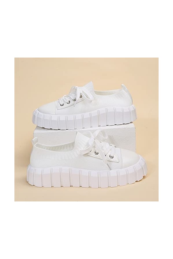 Baskets Mode Femme Chaussures de Couleur Confortables Solid Soft Lightweight Femmes Lace-up Sole Fashion Platform pour Femmes
