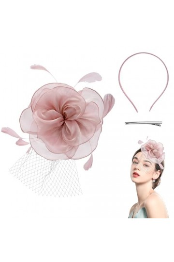 Fascinator Chapeau Plume Mariage,Mariage Dames Day Bandeau et Clip Cocktail Tea Party,Chapeau Mariage Femme,Femmes Derby Fasc