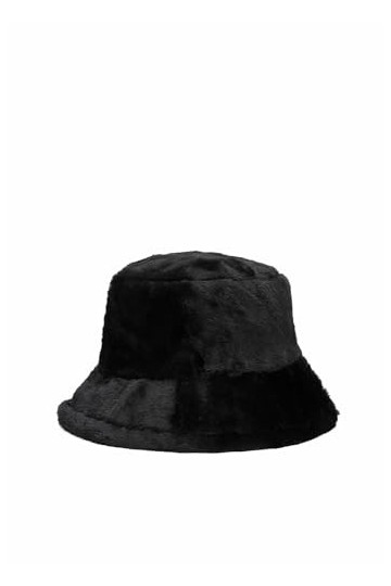 QUEEN HELENA Chapeaux dhiver Duveteux Chauds Cloche en Fausse Fourrure pour Femme CP302 Noir, Taille Unique