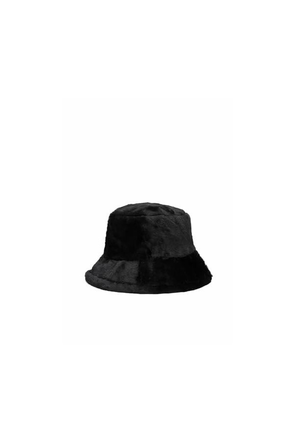 QUEEN HELENA Chapeaux dhiver Duveteux Chauds Cloche en Fausse Fourrure pour Femme CP302 Noir, Taille Unique