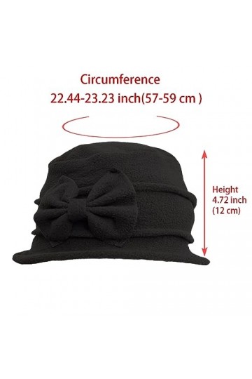 ZffXH Chapeau Cloche en Polaire Fleuri Hiver 20s Femme Bowler Church Derby Bucket Vintage Cap