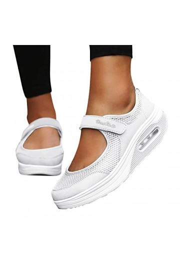 YJING Baskets respirantes pour femme - Chaussures de course à plateforme pour femme - Mode décontractée - Respirantes - Légèr