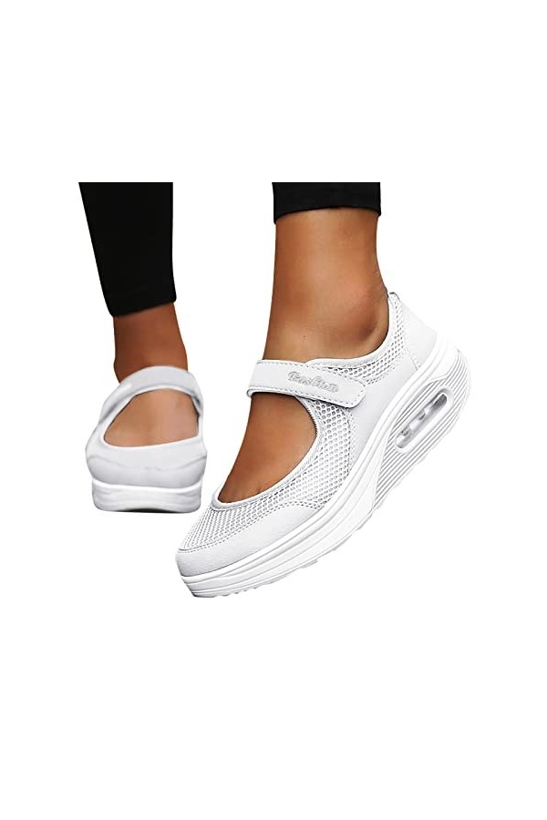 YJING Baskets respirantes pour femme - Chaussures de course à plateforme pour femme - Mode décontractée - Respirantes - Légèr