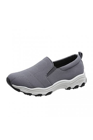 Chaussures de Sport décontractées à Semelle épaisse Respirantes à la Mode pour Dames Baskets Mode Femme Tout Noir Grey, 37 