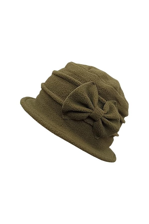 ZffXH Chapeau Cloche en Polaire Fleuri Hiver 20s Femme Bowler Church Derby Bucket Vintage Cap