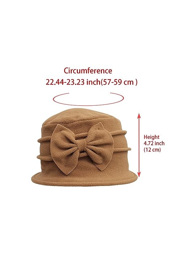 ZffXH Chapeau Cloche en Polaire Fleuri Hiver 20s Femme Bowler Church Derby Bucket Vintage Cap