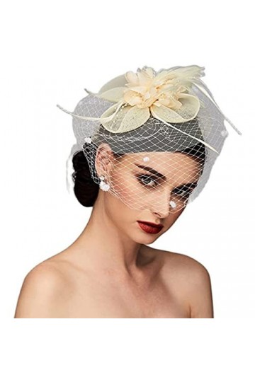 Chapeau bibi à fleurs vintage en voile avec voile, chapeau de mariage, chapeau bibi à fleurs, bandeau en maille, chapeau de f