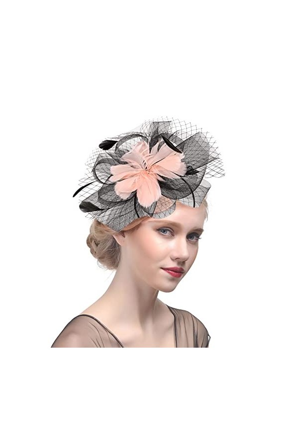 Chapeau bibi en maille filet voile bandeau fleur rubans voile chapeau de fête chapeau ascot bandeau à plumes bandeau à plumes