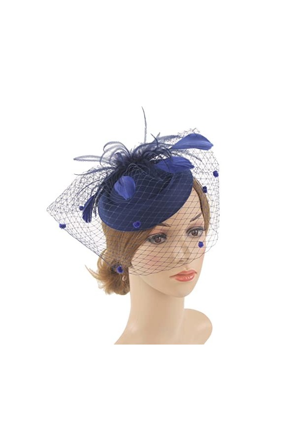Chapeau avec clip et bandeau pour femme - Chapeau en maille filet - Chapeau de fête - Chapeau de fleur