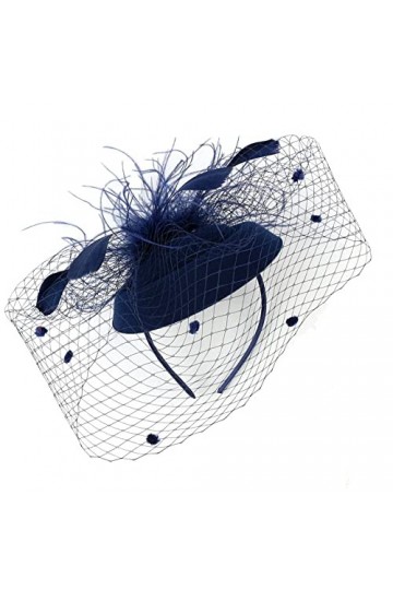 Chapeau avec clip et bandeau pour femme - Chapeau en maille filet - Chapeau de fête - Chapeau de fleur