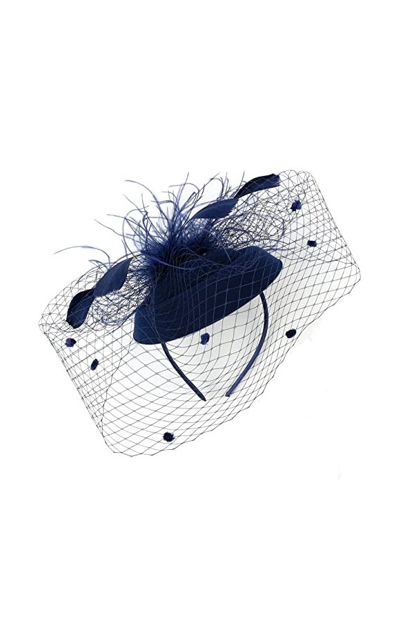 Chapeau avec clip et bandeau pour femme - Chapeau en maille filet - Chapeau de fête - Chapeau de fleur