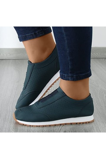 Baskets pour femme - Chaussures de course - Mode automne - Semelle plate et souple - Confortable - Couleur unie - Style décon