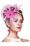 Silom Chapeau bibi pour femme, cocktail, thé, chapeau, fleur en maille, plumes, pince à cheveux, chapeau de mariée, chapeau d