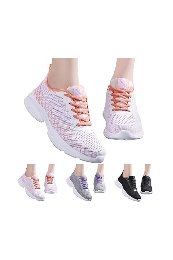 Chaussures de Sport Femme Respirant Femmes Baskets Mode été Maille Respirant Confortable léger à Lacets Chaussures décontract