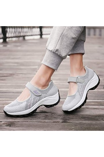 Baskets et chaussures de sport pour femme - Noir - Maille épaisse - Chaussures décontractées - Pour étudiant - Rocking - Mode